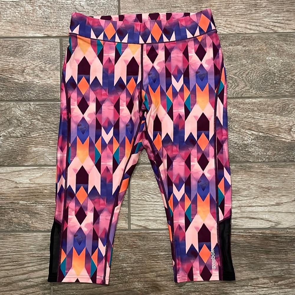 Reebok Multicolored Print Capris with Mesh Detail